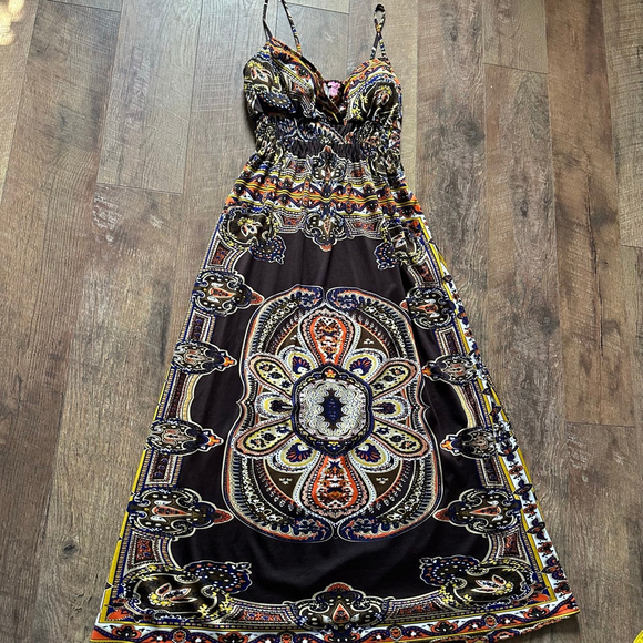 SHESWOL Dresses & Skirts - Women's SHESWOL Maxi Dress L Brown Orange Paisley Y2K